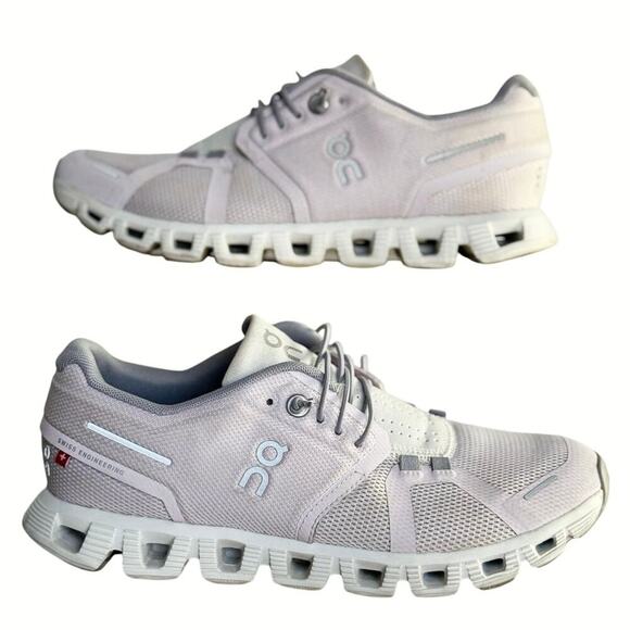 On Women's Cloud 5 Sneakers, Lily/Frost, Purple Size 6.5 Medium US - Picture 1 of 11